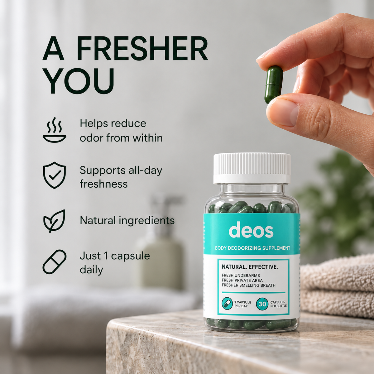 PureScnt Body Deodorizing Supplement — All Day Freshness From Within (30 capsules)