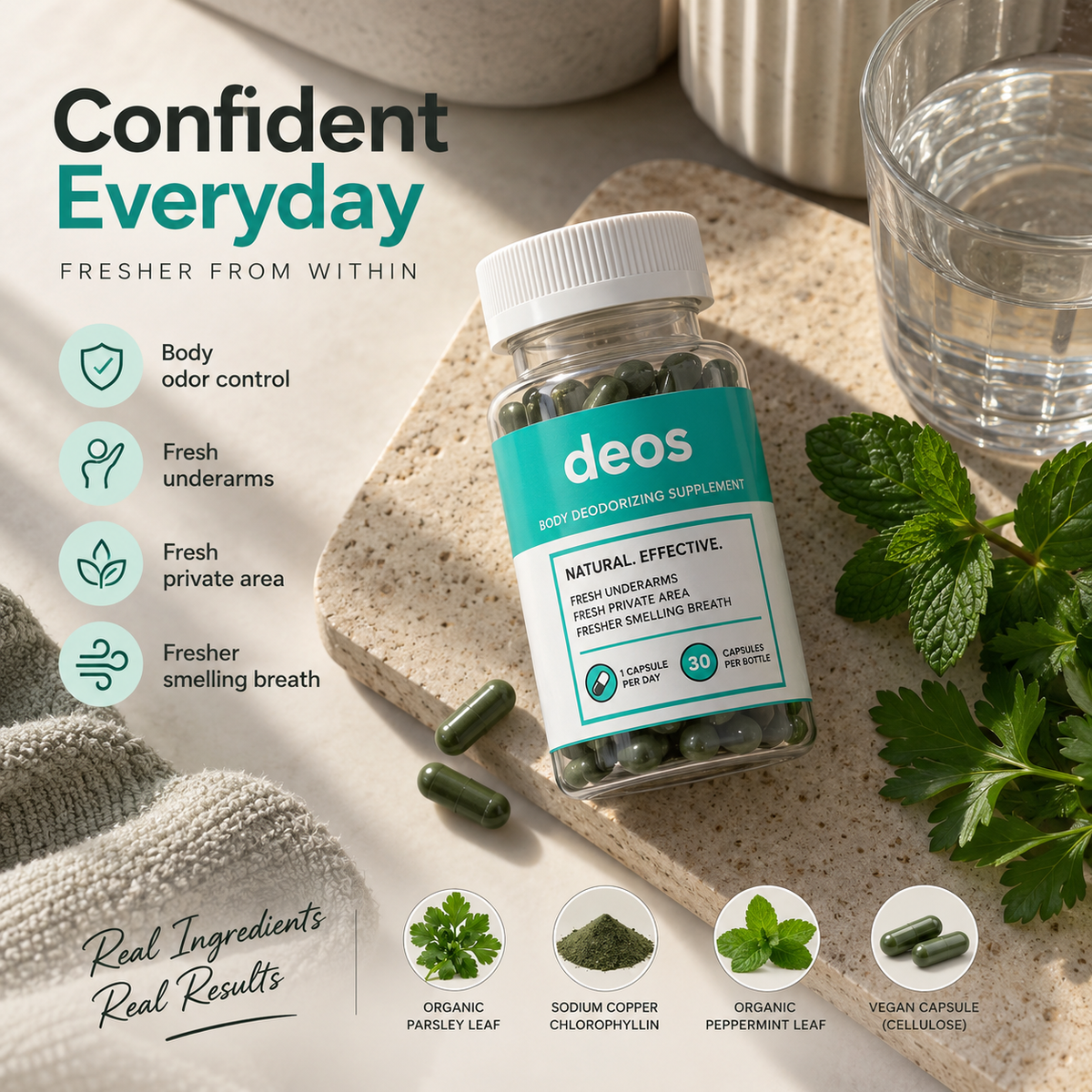 PureScnt Body Deodorizing Supplement — All Day Freshness From Within (30 capsules)