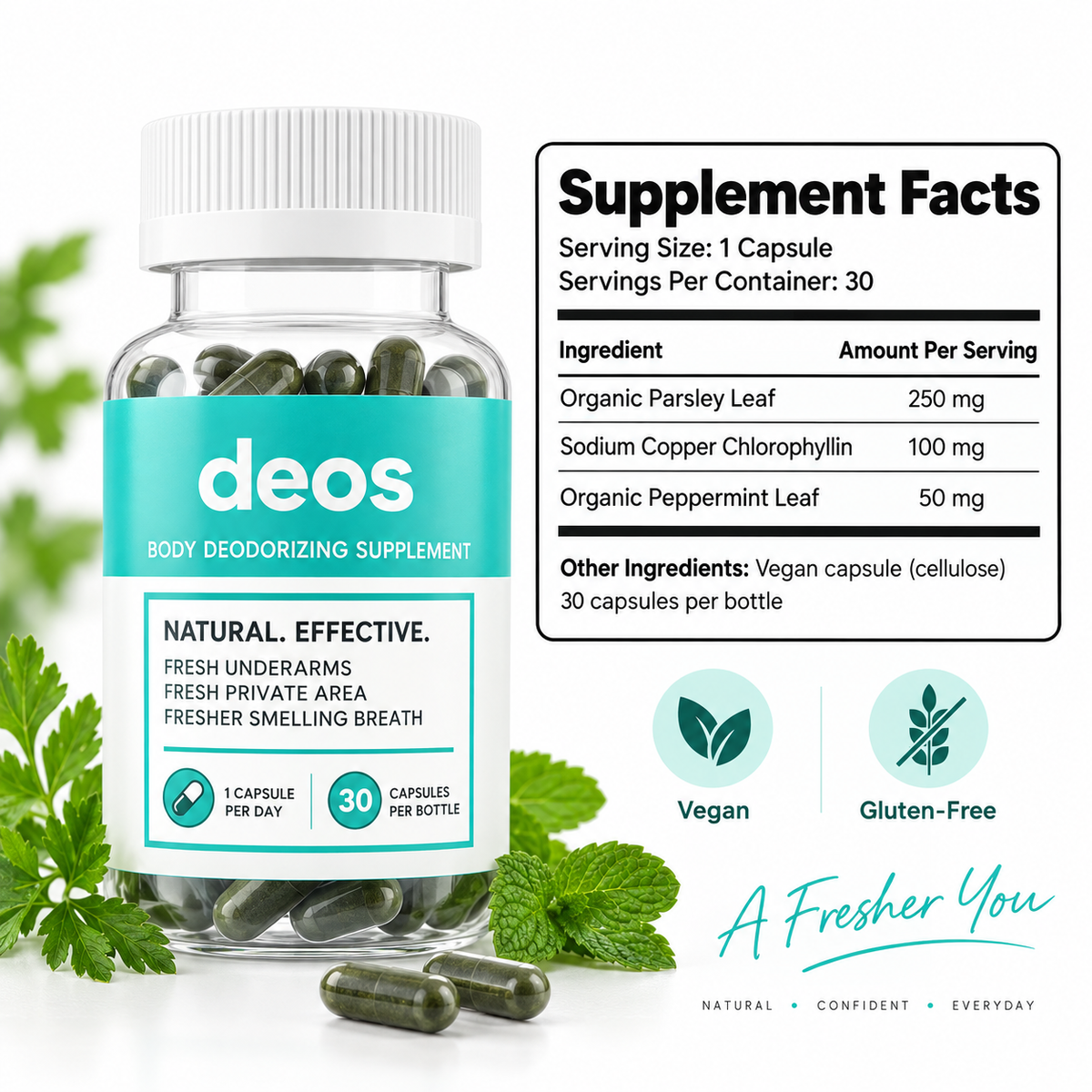 PureScnt Body Deodorizing Supplement — All Day Freshness From Within (30 capsules)
