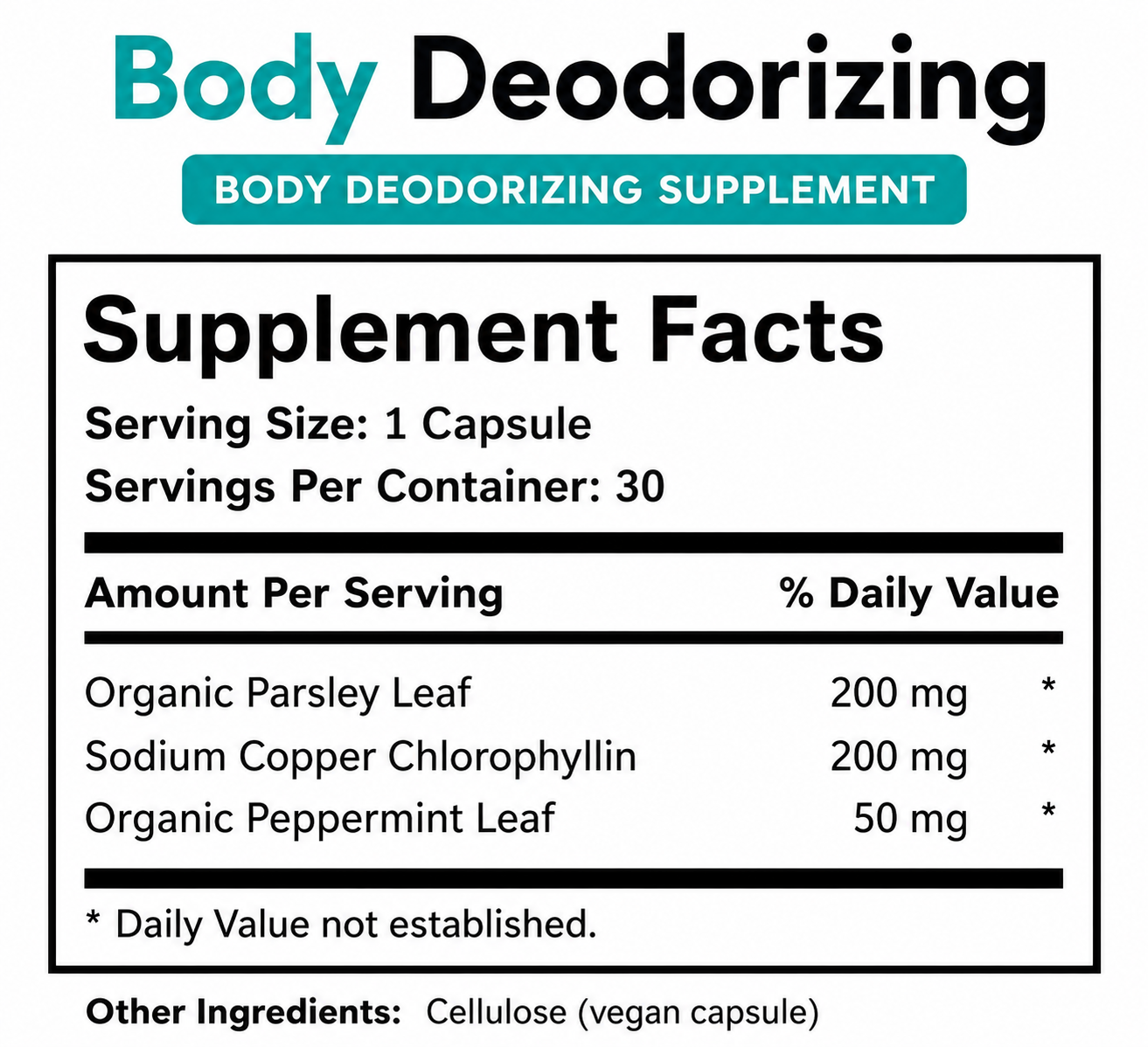 PureScnt Body Deodorizing Supplement — All Day Freshness From Within (30 capsules)